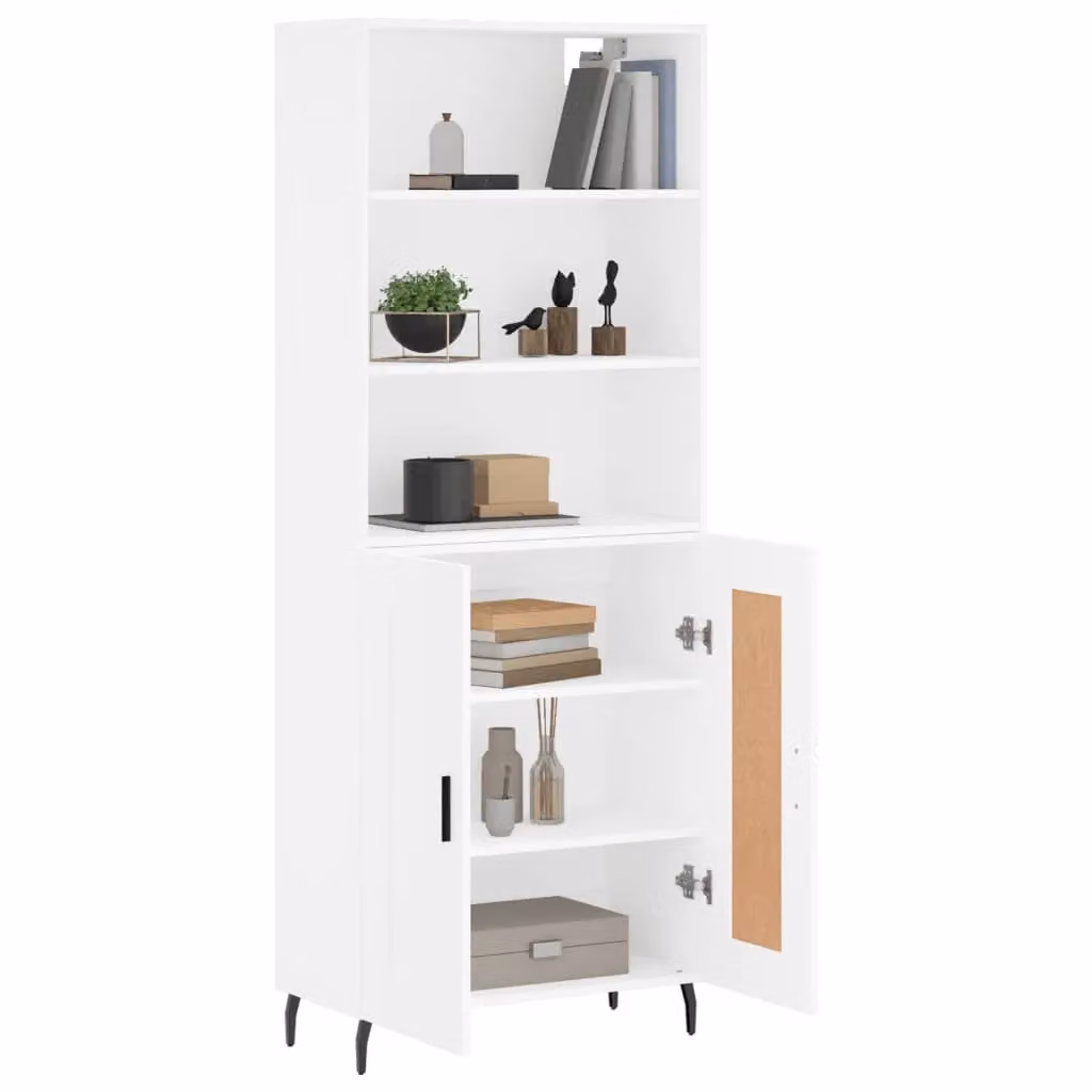 Berkfield Home Modern White Highboard with Hinged Doors and Internal Shelves, W/D/H: 69.5 x 34 x 180 cm – 2