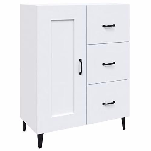 vidaXL Modern White Sideboard in Engineered Wood, W/D/H: 69.5 x 34 x 90 cm