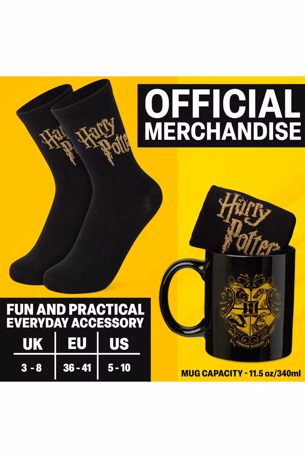 Get Trend Harry Potter Ceramic Mug and Crew Socks Gift Set in Black – 6