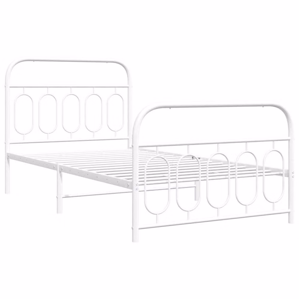 Berkfield Home Metal Bed Frame with Footboard in White, W/D/H: 100 x 190 cm – 3