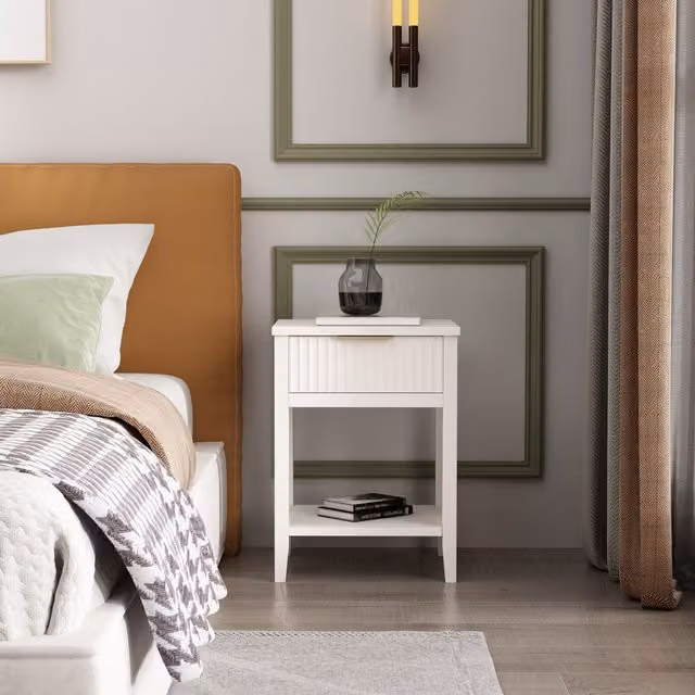 Cabinet Bits Monti 1 Drawer Bedside Table in White