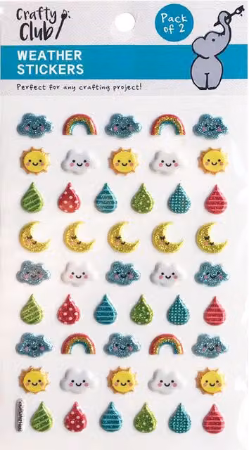 Crafty Club Pack of 2 Multicolour Weather Sticker Sheets for Children