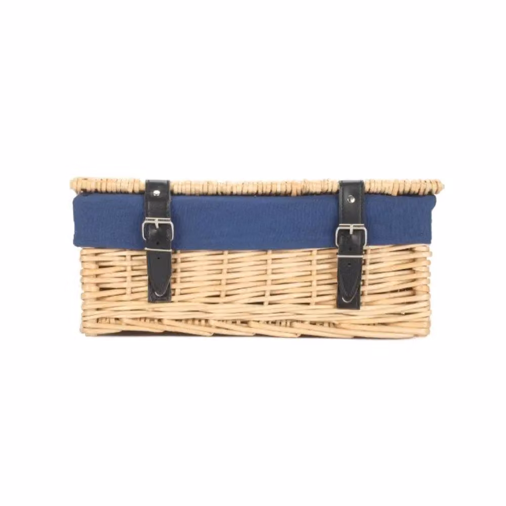 Red Hamper Buff Wicker Empty Picnic Basket with Handles in Navy, W: 36 cm – 2