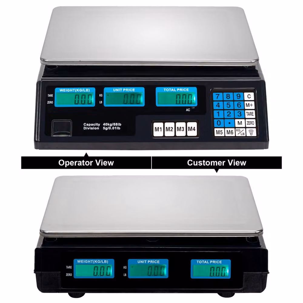 NESTLUNE Black Digital Price Scale with 40kg Capacity for Retail and Shop Use – 2