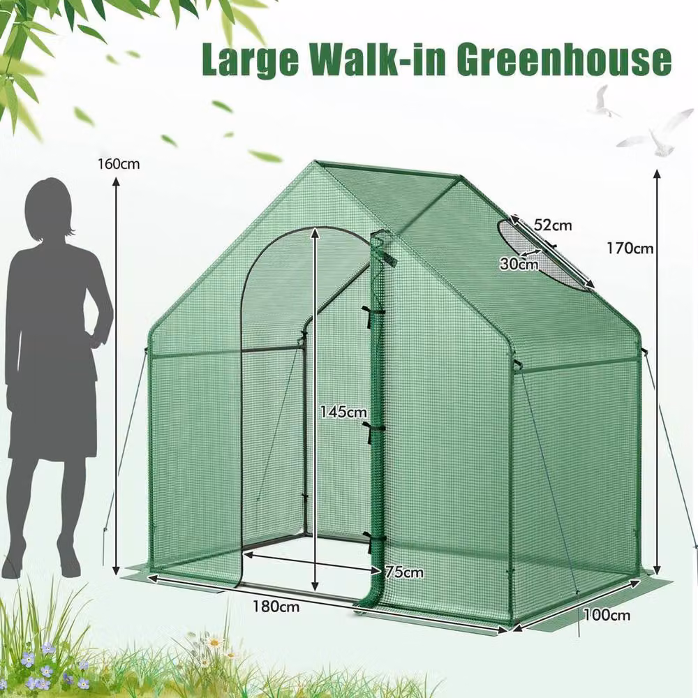 Kelvenix Portable Outdoor Warm House in Green with Roll-up Zippered Door and Window – 2