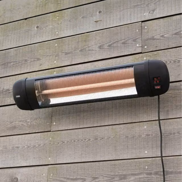 Primrose 2kW Outdoor Wall Mounted Patio Heater with Remote Control, Black