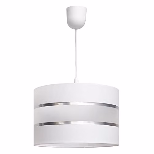 Netlighting Helam Helen Cylindrical Suspended Pendant Ceiling Light in White and Silver, Diameter: 35 cm