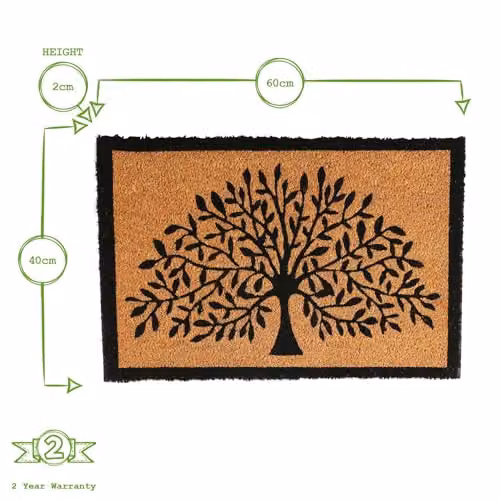 Nicola Spring Tree of Life Coir Door Mats, Pack of 2, Brown and Multicolour, W: 60 cm, D: 40 cm – 3