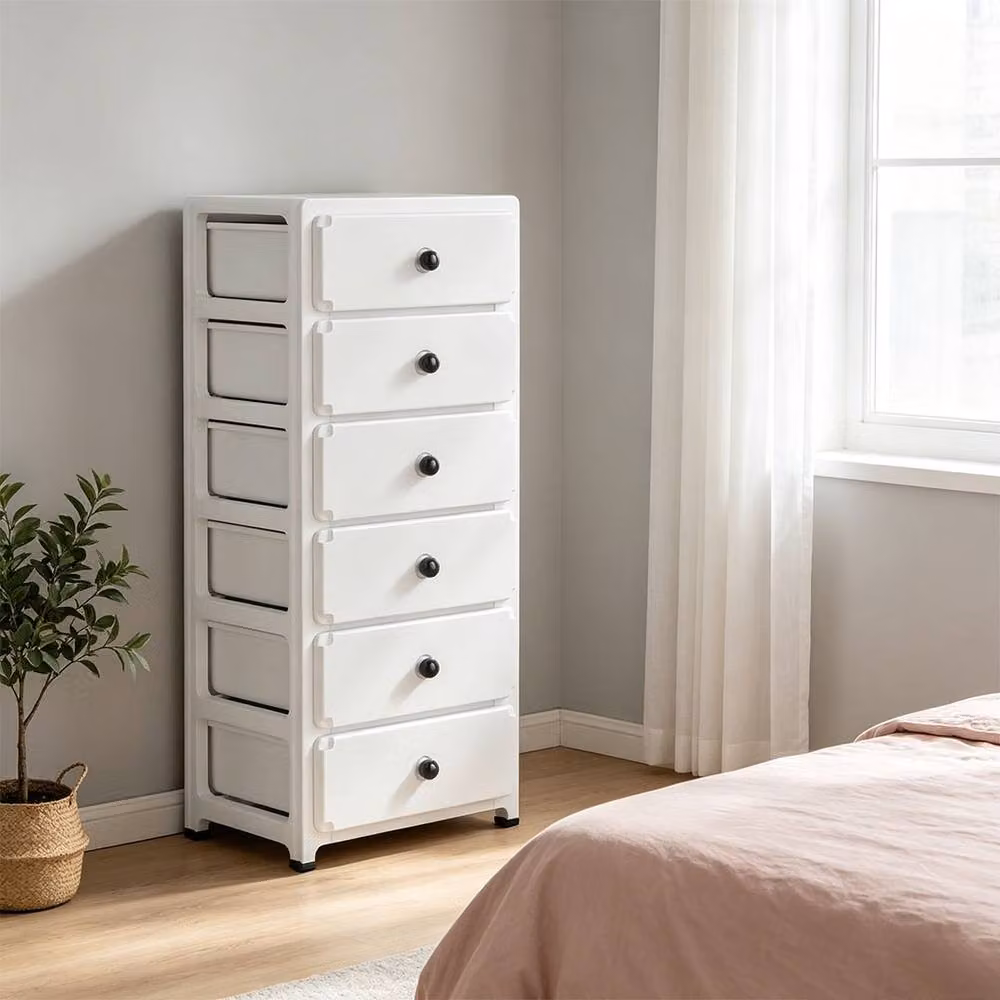 Ventryn 6 Tier Large Capacity Drawer Chest Storage Cabinet in White – 3