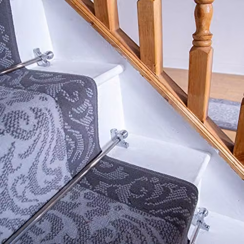 runrug Baroque Stair Runner in Light Grey