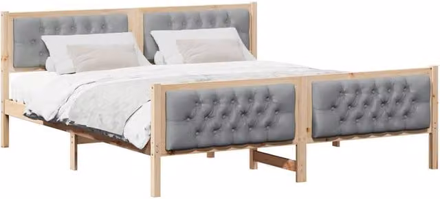 Berkfield Home Modern Bed Frame in Grey Solid Pine Wood, W/D/H: 180 x 200 x 85.5 cm – 1