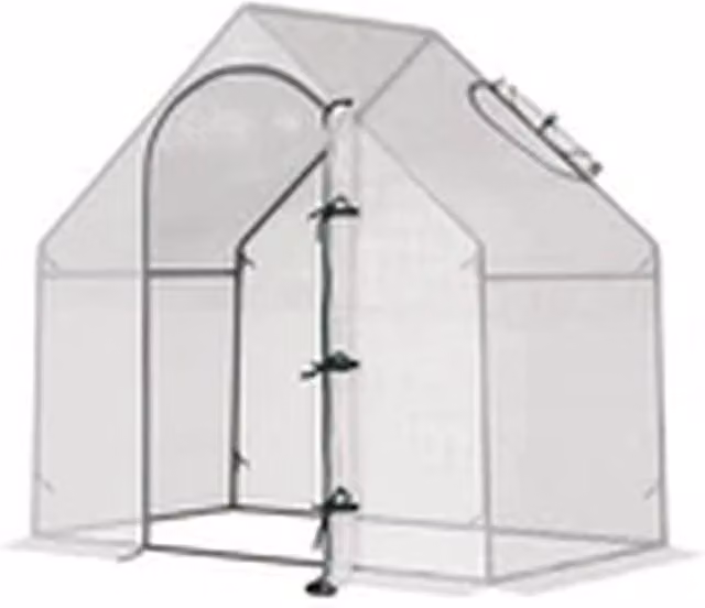 EONLION Outsunny Walk-In Portable Greenhouse with White Steel Frame and Transparent Windows, H 188 x W 180 x D 180 cm – 1