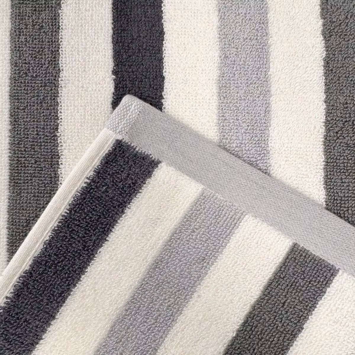 Allure Bath Fashions Cali Striped Cotton Hand Towels, Pack of 2, Grey and Green, W: 50 cm x H: 85 cm – 4