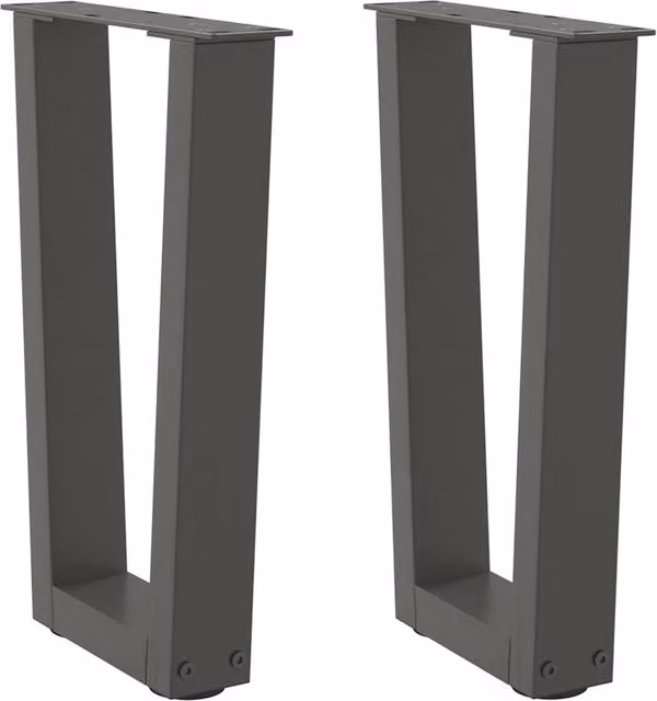 Berkfield Home V-Shape Dining Table Legs, 2 Piece Steel Set in Anthracite Black, W: 38 cm, H: 42-43.3 cm – 1