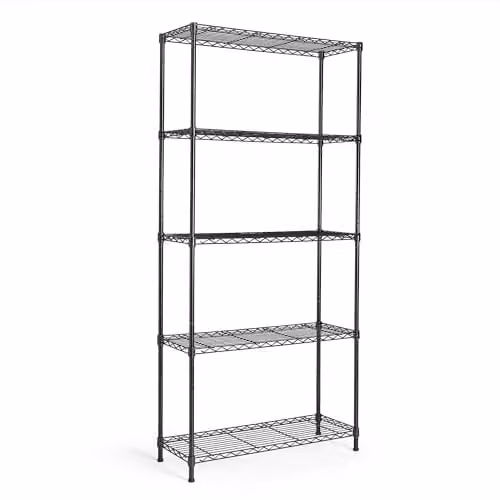 VonHaus 5 Tier Metal Wire Shelving Unit, Black Powder Coated, H 170 x W 80 x D 30 cm – 1