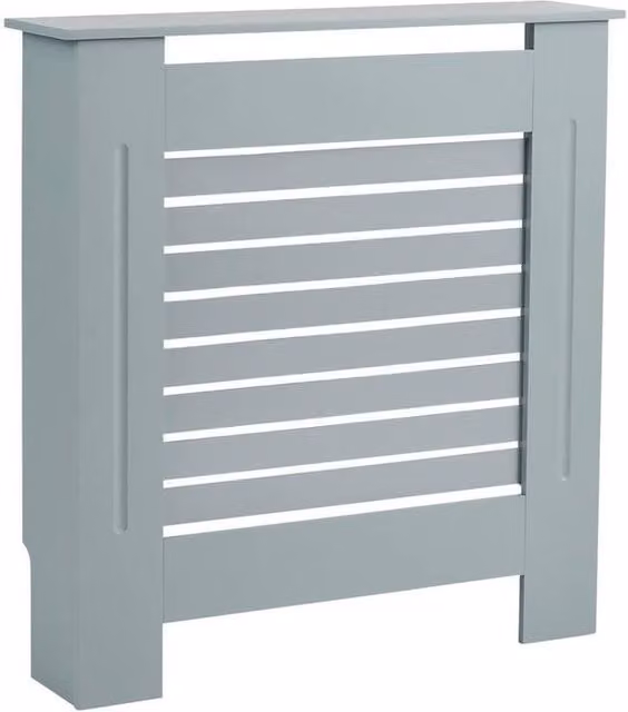 FORGEVIO Grey MDF Slatted Radiator Cover Wall Cabinet Shelf W/D/H: 78.0 x 19.0 x 81.5 cm – 1