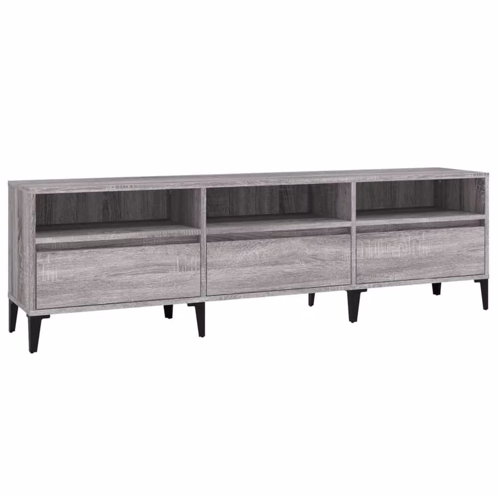 Berkfield Home Modern Grey Sonoma TV Cabinet in Engineered Wood W: 150 cm, D: 30 cm, H: 44.5 cm – 2