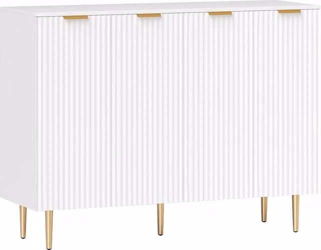 HOMCOM Modern White Sideboard Buffet Cabinet with Adjustable Shelves for Kitchen, Living Room or Hallway