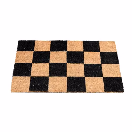 Melody Maison Black Checked Print Coir and Rubber Non-Slip Door Mat, W/D/H: 60 x 40 x 2 cm – 3