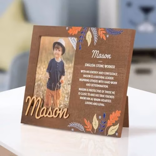 History & Heraldry Mason Pre-personalised Child's Picture Frame, Brown, W/H: 11 x 8.5 cm