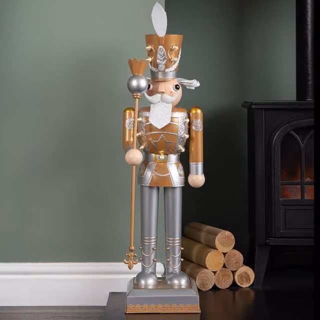 Samuel Alexander Gold LED Light Up Christmas Nutcracker Tabletop Decoration, Height: 80 cm – 1
