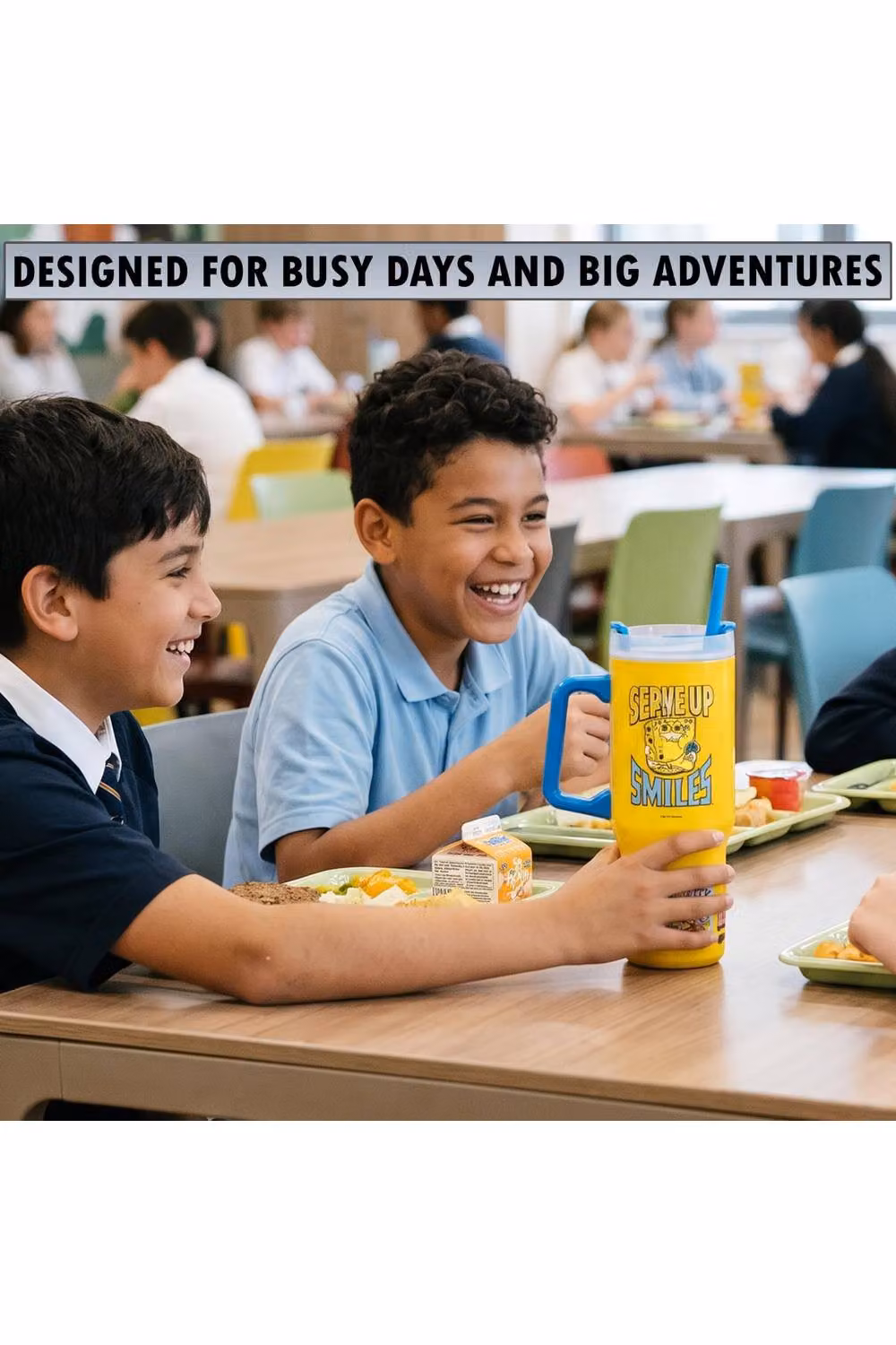 Get Trend SpongeBob SquarePants Insulated Stainless Steel Tumbler with Straw and Handle, Yellow, 920ml – 8