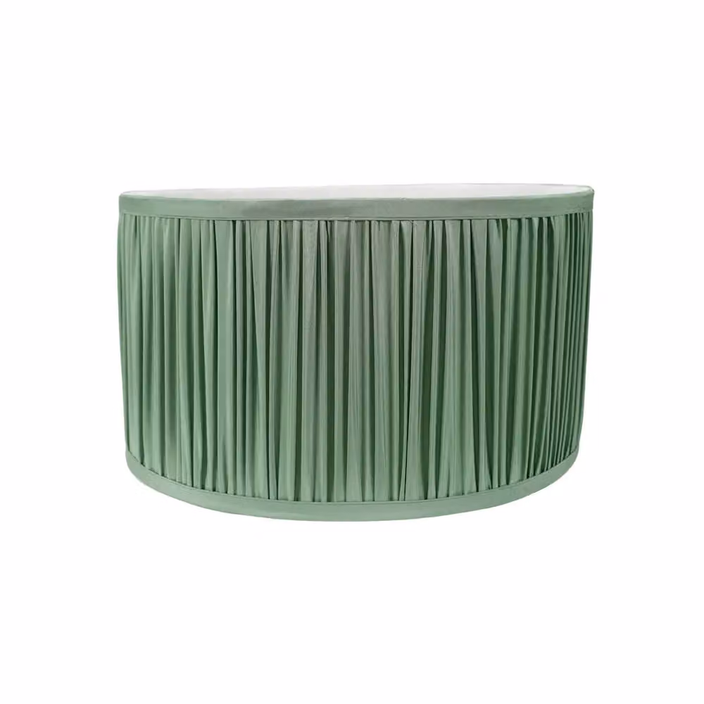 ValueLights Jess Fabric Ruched Pleated Drum Lampshade in Green, Width: 25 cm – 2