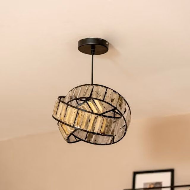 Hudson Easy Fit Jewel Twist Ceiling Pendant Light Shade in Black and Grey