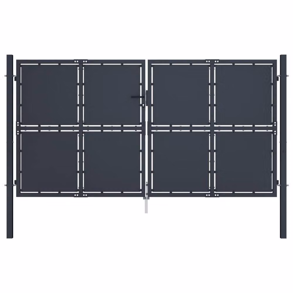 Berkfield Home Sturdy Steel Garden Gate in Anthracite Grey, W: 300 cm, H: 175 cm – 2