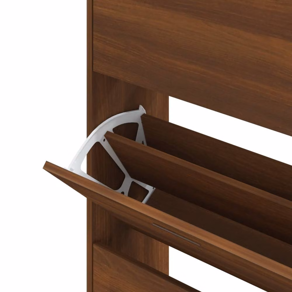Berkfield Home Modern Oak Shoe Cabinet in Brown, W: 63 cm, D: 24 cm, H: 147 cm – 3