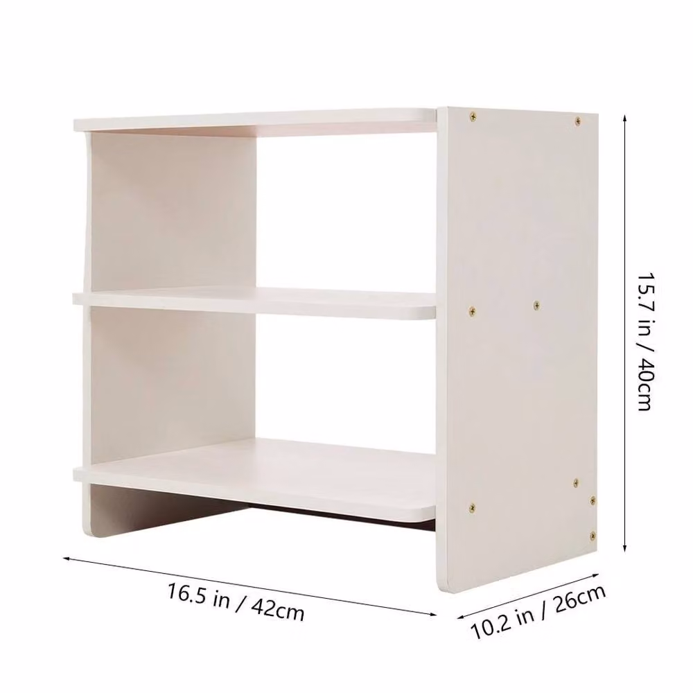NESTLUNE 3 Tier Wooden Shoe Rack Storage Shelf Cabinet in White, W: 100 cm, D: 15 cm – 2