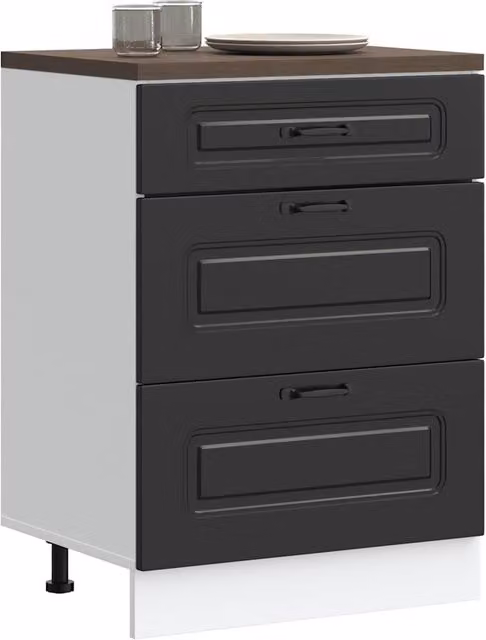Berkfield Home Kalmar Black Matt MDF Kitchen Base Cabinet