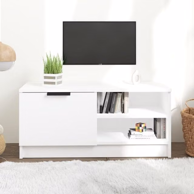 Berkfield Home Modern White TV Cabinet W/D/H: 80 x 35 x 36.5 cm