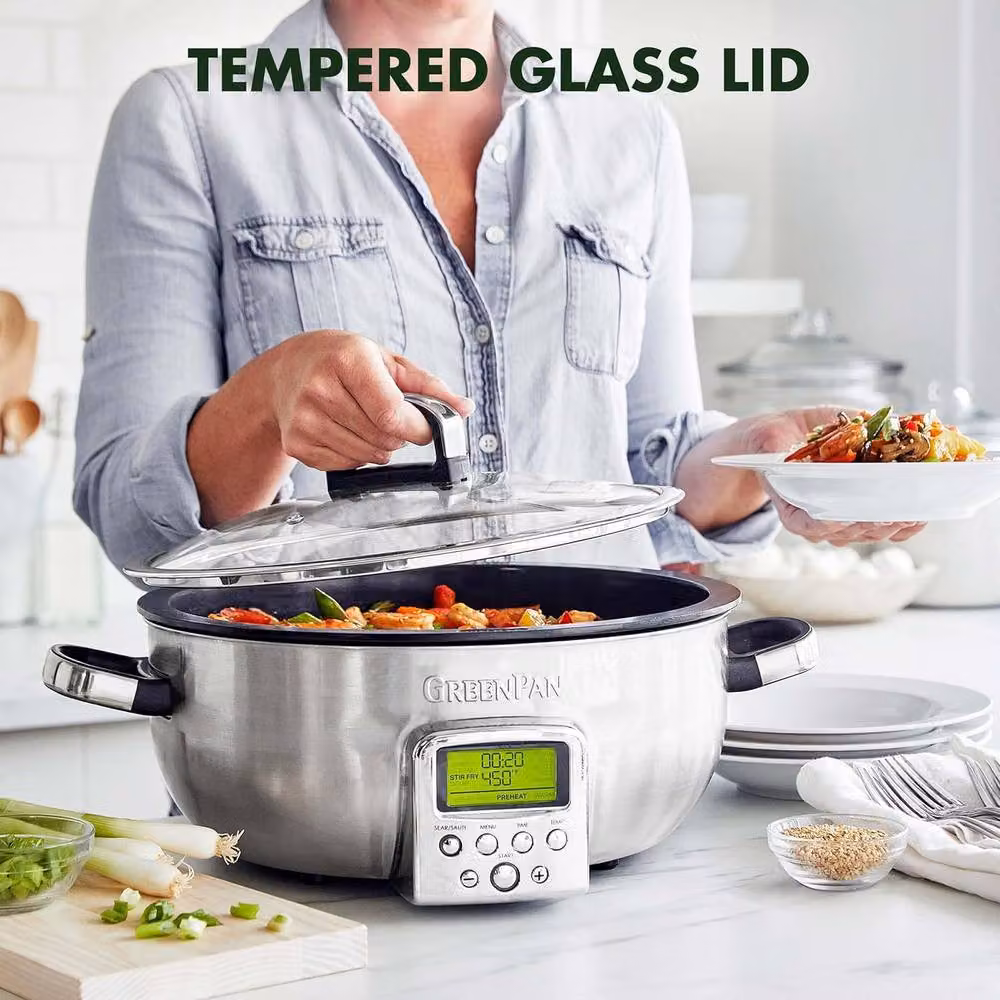GreenPan Elite Omnicooker in Silver with 5.6L Capacity and Ceramic Non-Stick Coating – 2