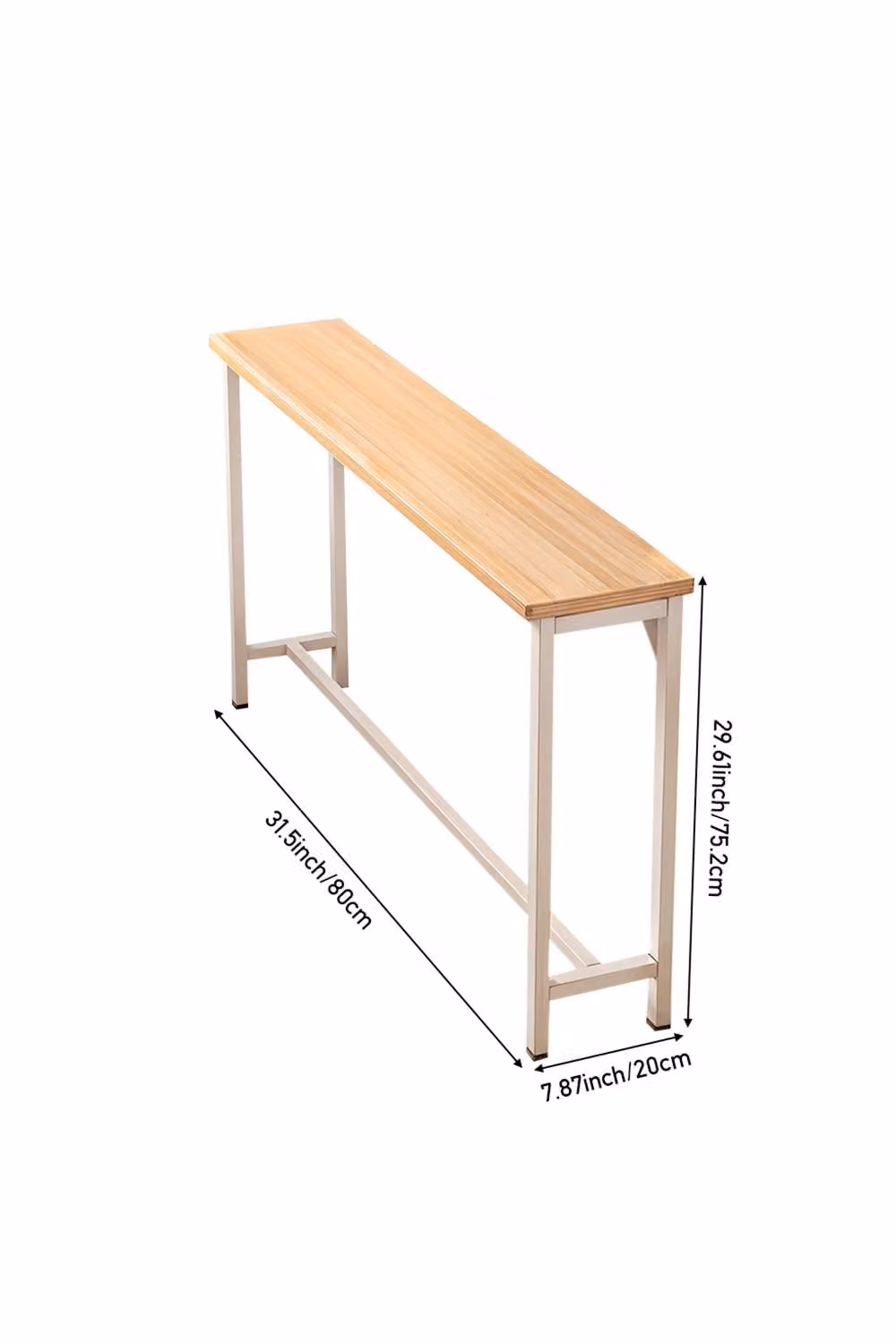Living and Home Minimalist Narrow Rectangular Console Table in White – 3