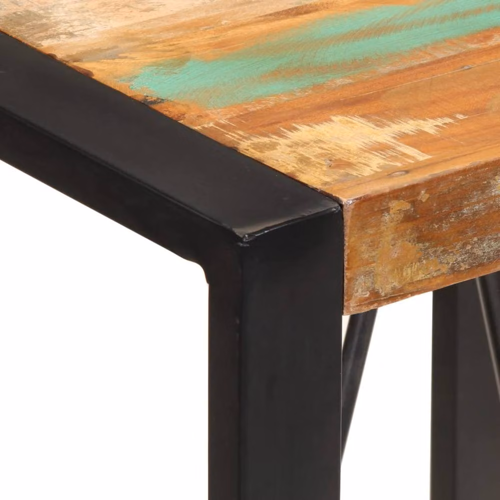 Berkfield Home Industrial Bar Table in Multicolour Reclaimed Solid Wood and Metal, W/D/H: 60 x 55 x 110 cm – 3