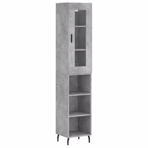vidaXL Modern Highboard in Grey with Internal Shelves, H 180 x W 34.5 x D 34 cm – 1