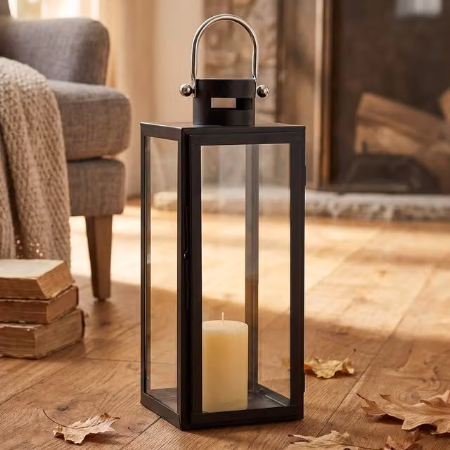 Orsina Classic Black Metal and Glass Tabletop Lantern – 2