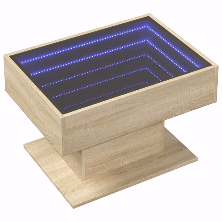 Berkfield Home LED Coffee Table in Sonoma Oak, Light Brown, W/D/H: 70 x 50 x 45 cm