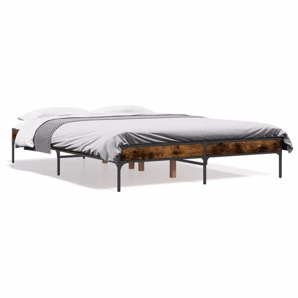 Berkfield Home Durable Bed Frame in Smoked Oak and Brown, W/D/H: 120 x 200 x 30 cm – 3