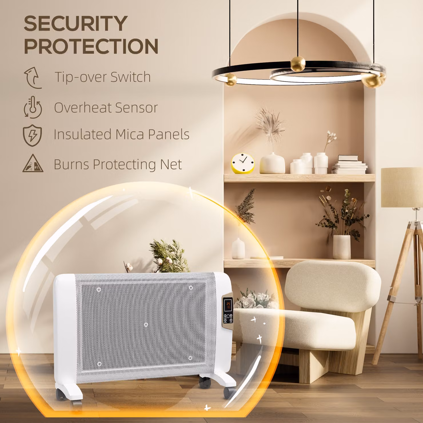 HOMCOM White Portable Convector Heater with 2 Heat Settings and Adjustable Temperature 15-40°C – 3