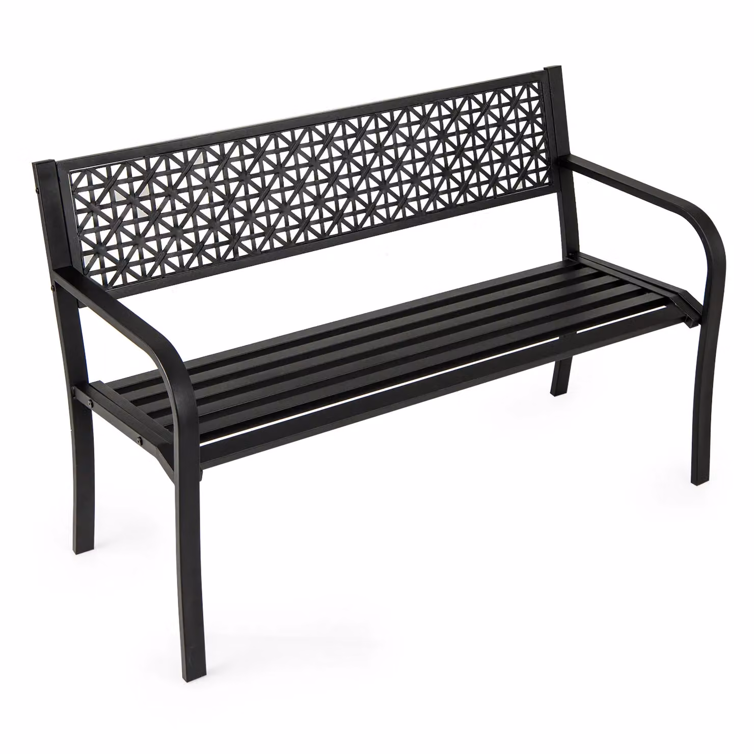 Costway Black Metal Outdoor Patio Bench for 2-3 People, Width: 127 cm – 2