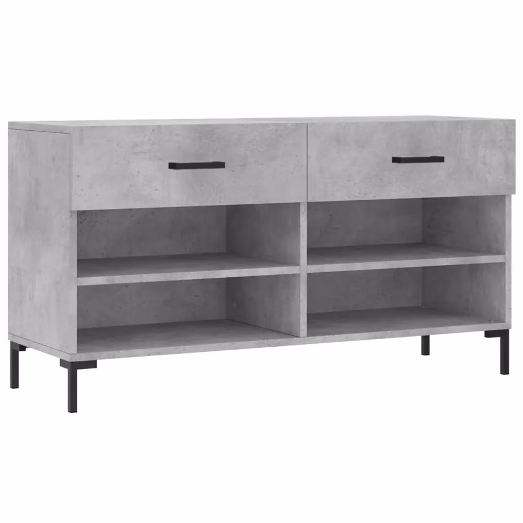 Berkfield Home Industrial Shoe Bench in Concrete Grey, W/D/H: 102 x 35 x 55 cm – 2