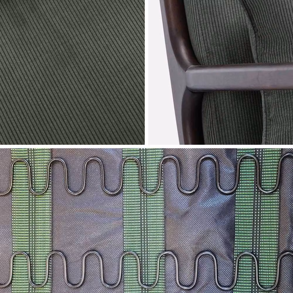 sweeek Scandi-style Armchair in Green Corduroy with Hevea Wood Frame – 4