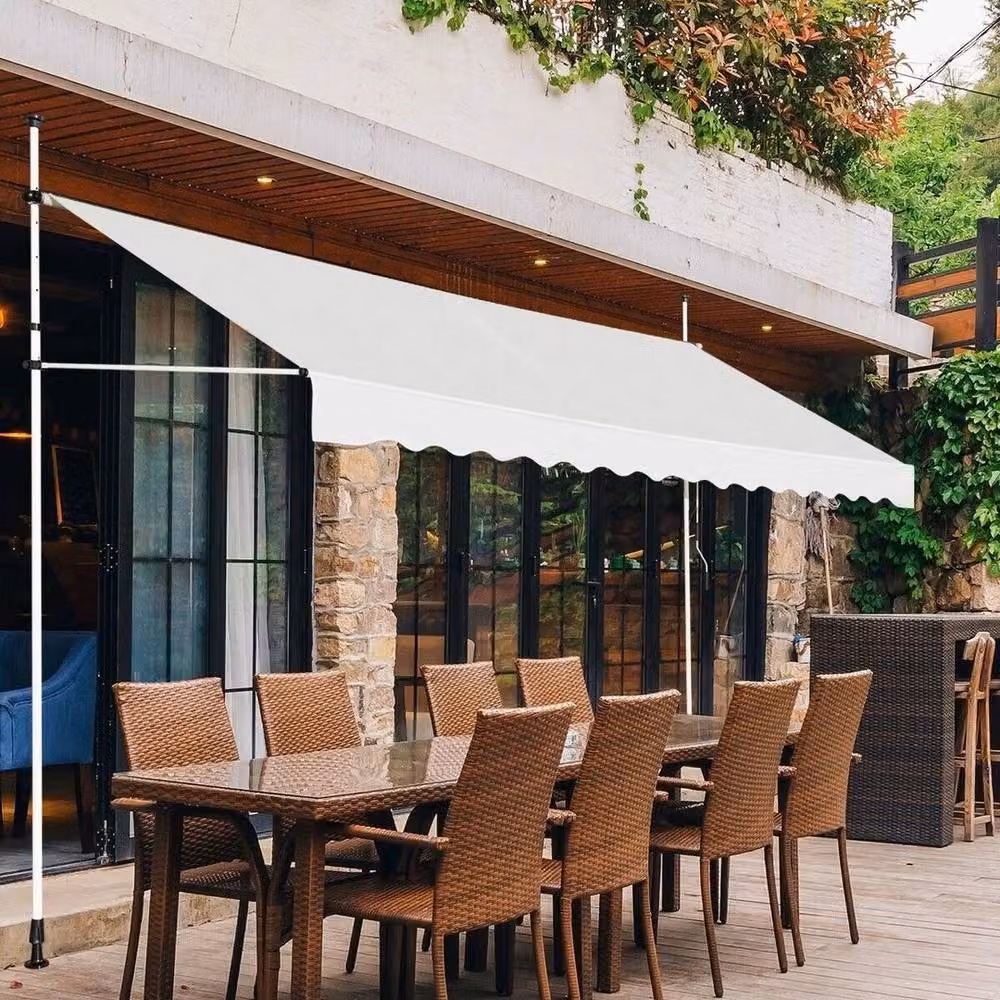 Kelvenix 4M Telescopic Retractable Clamp Awning in Beige with Aluminium Frame and Oxford Fabric – 3