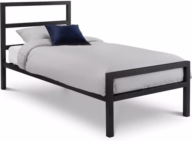 Cheshire Lagoon Modern Metal Bed in Matt Black, Single W/D/H: 90 x 200 cm