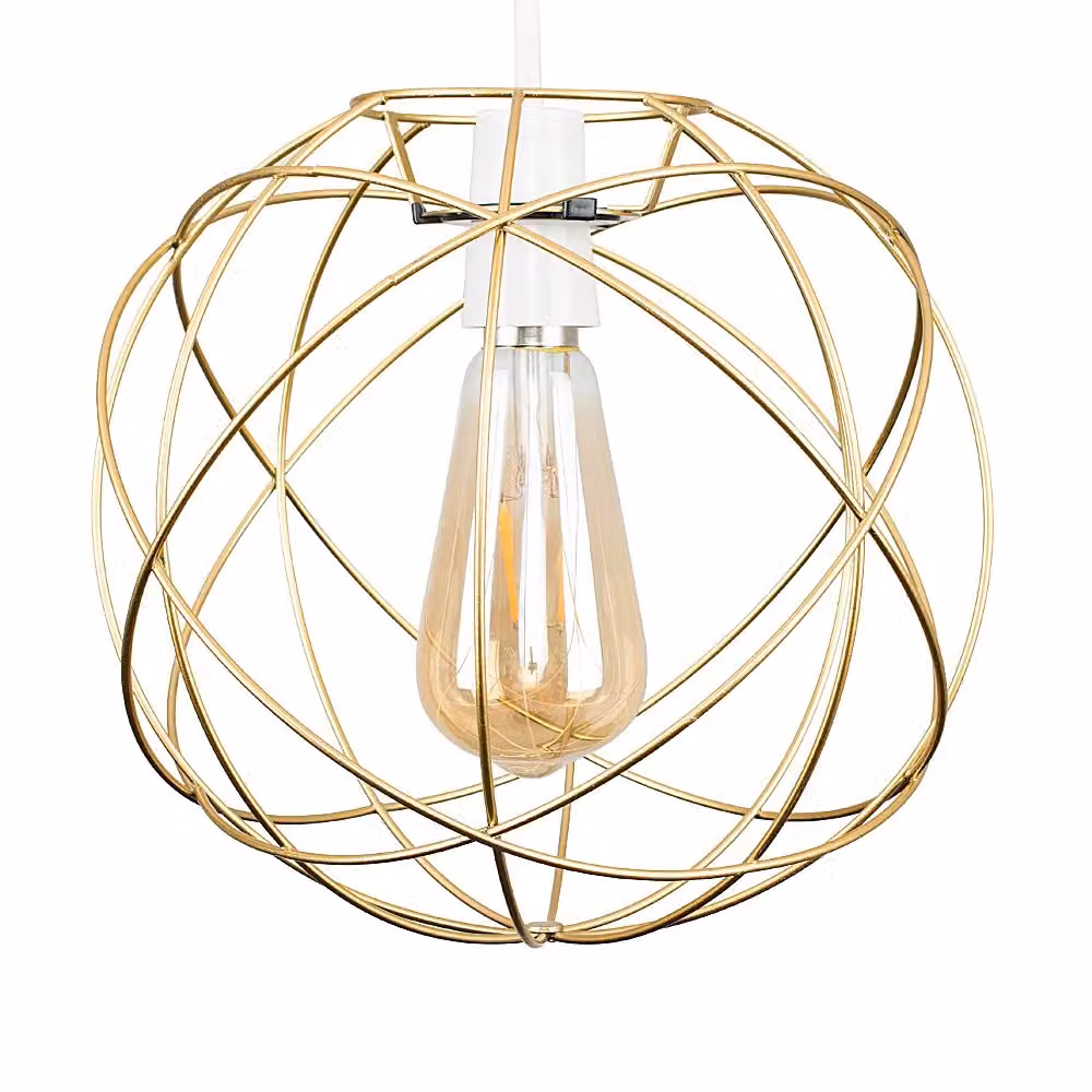 ValueLights Rutherford Gold Sphere Metal Ceiling Pendant Shade with Reducer Ring – 2