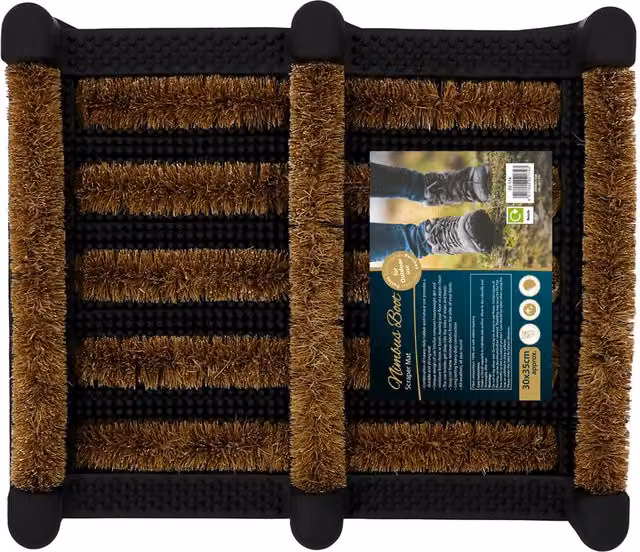 Nimbus Rubber Coir Boot Scraper Mat in Black