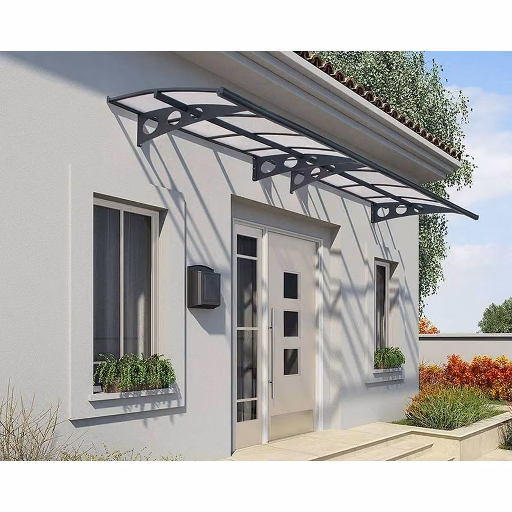 Palram Herald Door Awning Canopy in Grey, W: 139 cm, H: 33 cm, L: 447 cm – 2