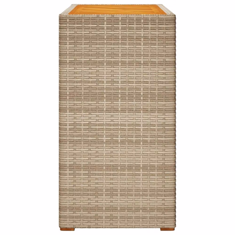 Berkfield Home Garden Side Table with Beige Poly Rattan and Oiled Acacia Wood Top, W/D/H: 100 x 40 x 75 cm – 3